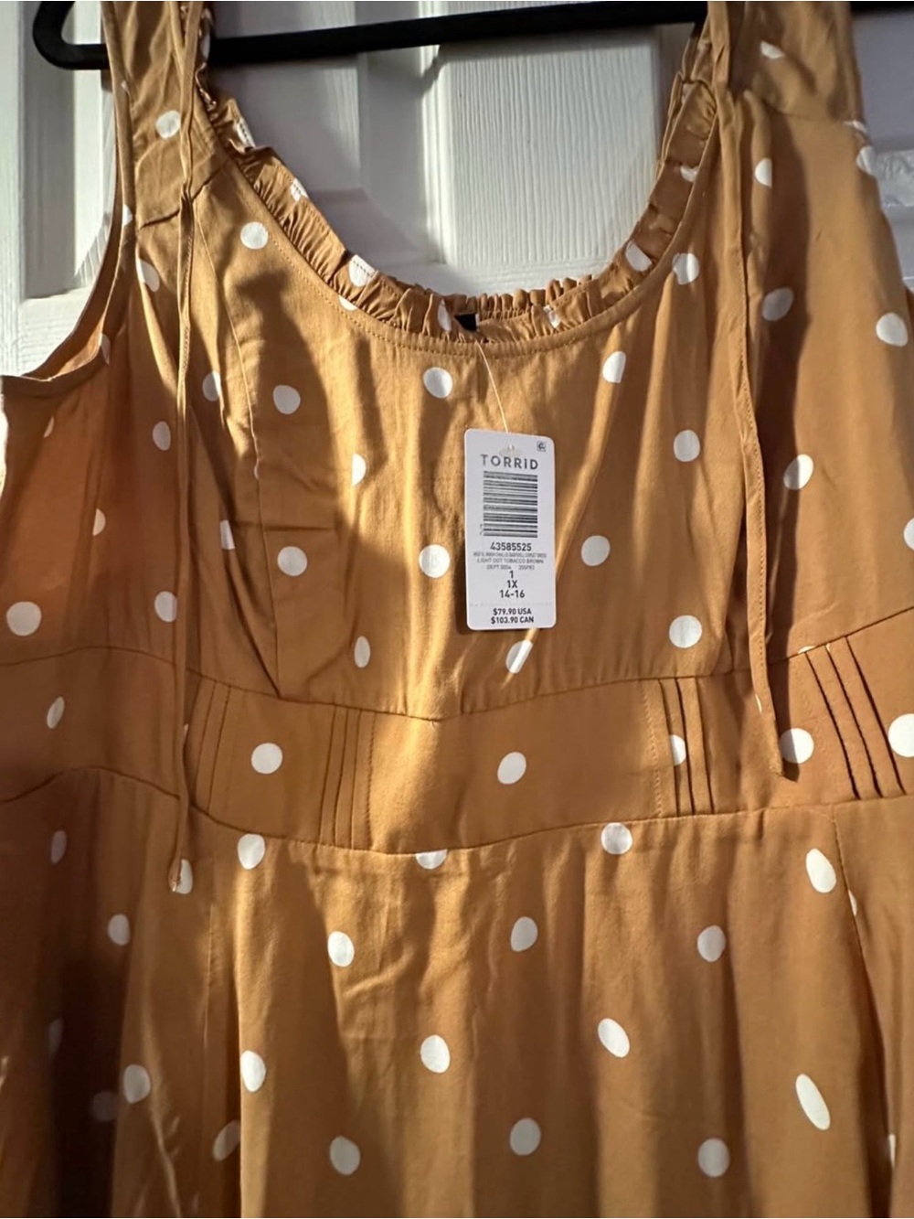 torrid NWT Camel Polka Dot Sleeveless Midi Dress - Picture 3 of 7